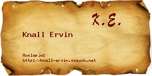 Knall Ervin névjegykártya